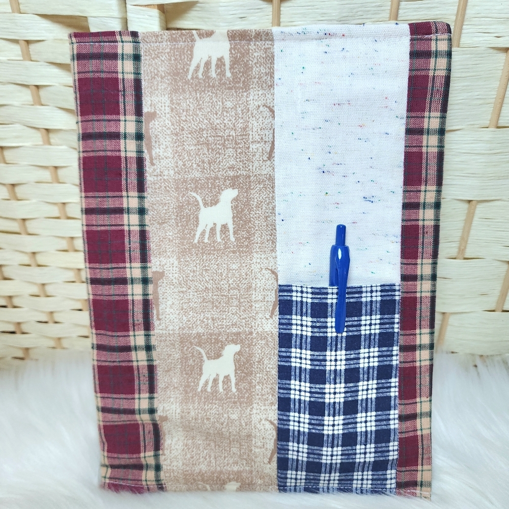 Handmade Quilted Dog Puppy Notebook Cover With Pen Pocket Pen Not Included